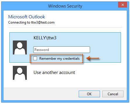 Windows security password prompt outlook